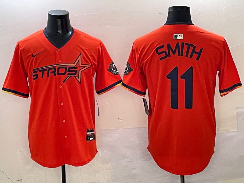 Men Houston Astros #11 Smith Orange three generations Joint Name Nike 2025 MLB Jersey style 6